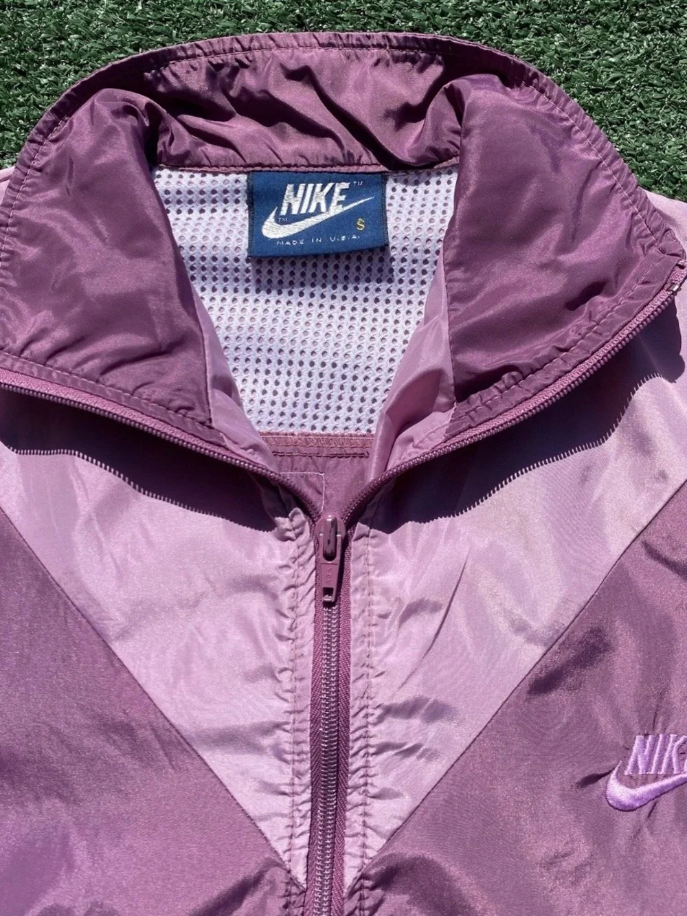 VTG 80’s Nike Spellout Swoosh Colorblock Windbreaker Jacket Womens XXS USA Made